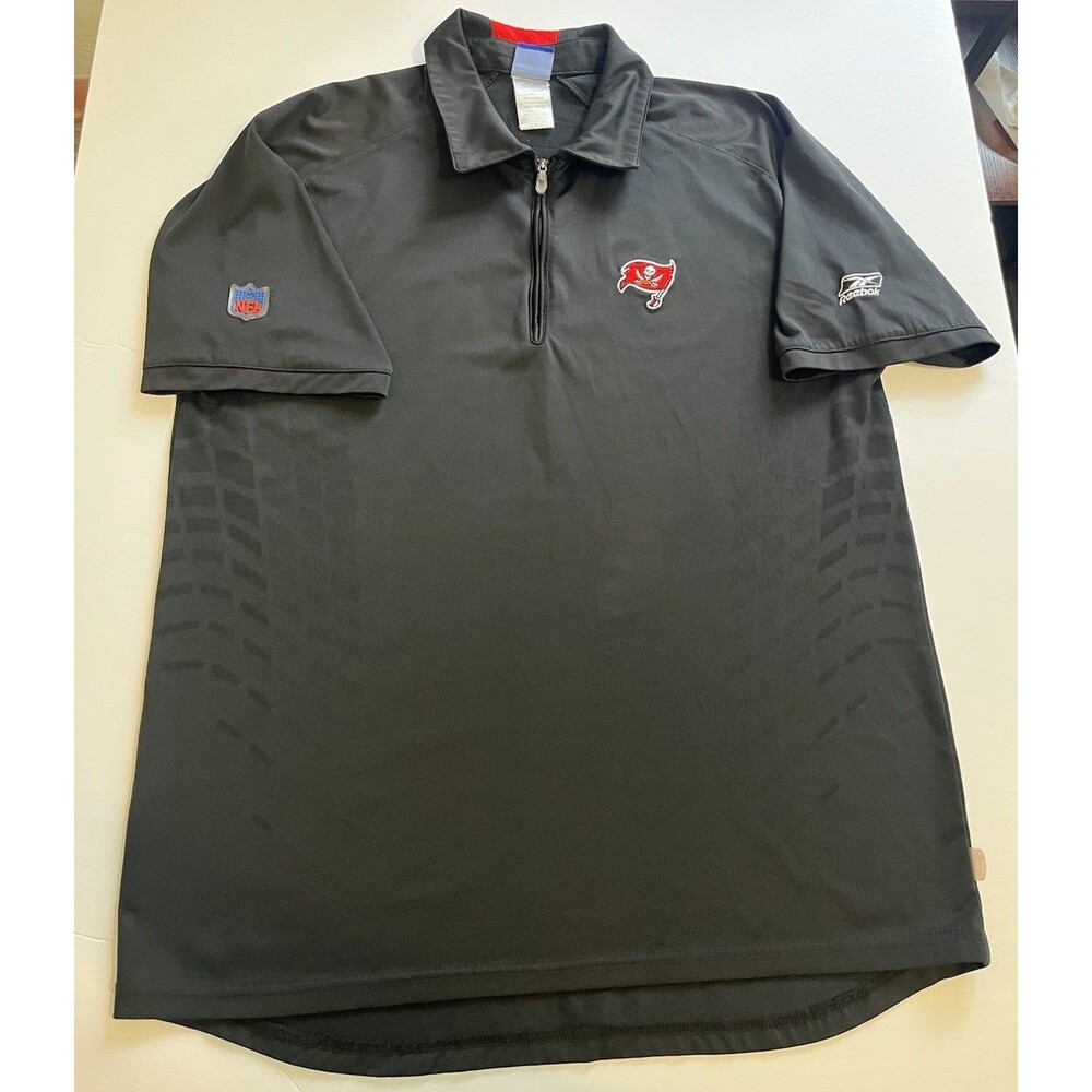 Reebok NFL Team Apparel Polo Black (M) Tampa Bay Buccaneers 1/4 Zip Classic